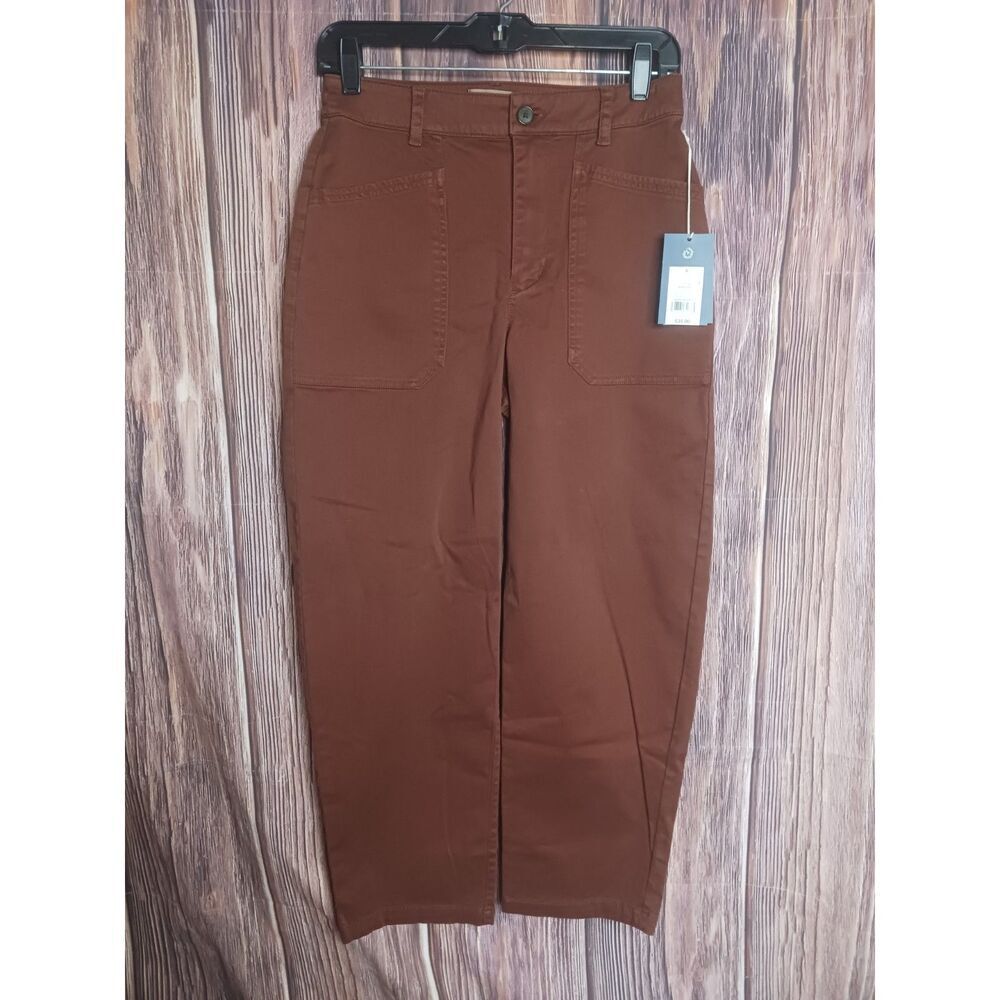 UNIVERSAL THREAD SIZE 4 BROWN HIGH-RISE COTTON ANKLE PANTS NWT